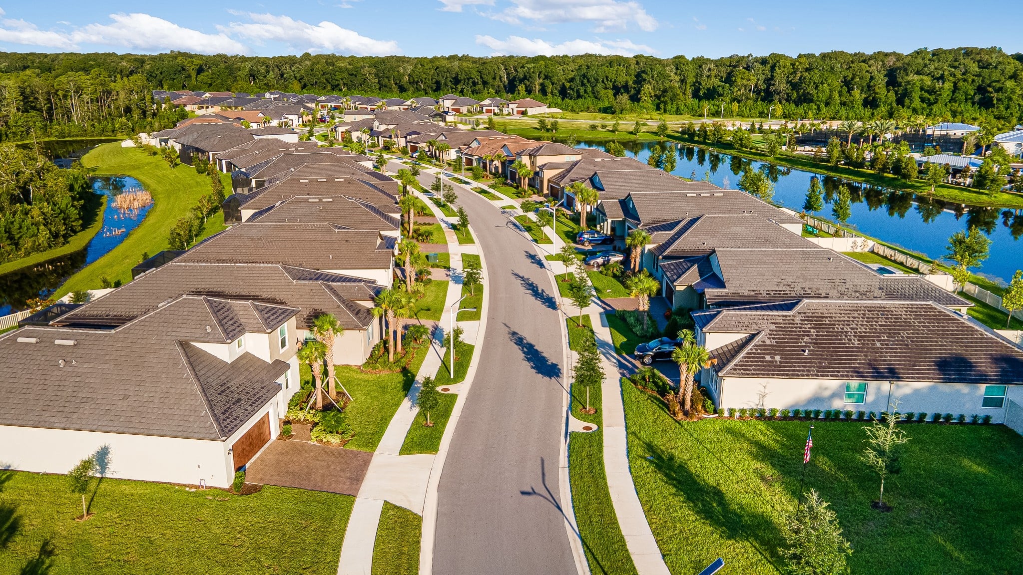 aerial real estate photography of residential neighborhood